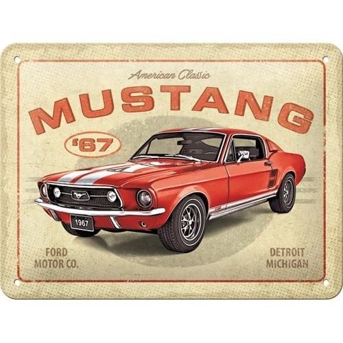 Ford Mustang GT 1967 relif reclamebord van metaal wanddeco, Ophalen of Verzenden, Nieuw, Auto's