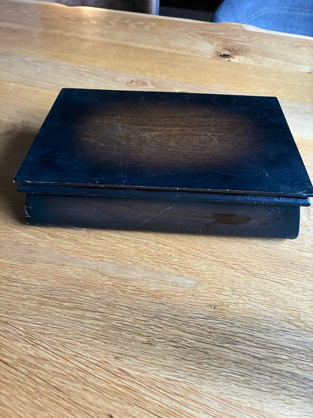 Vintage houten scheerdoos met spiegel 27 x 17 cm, Ophalen of Verzenden