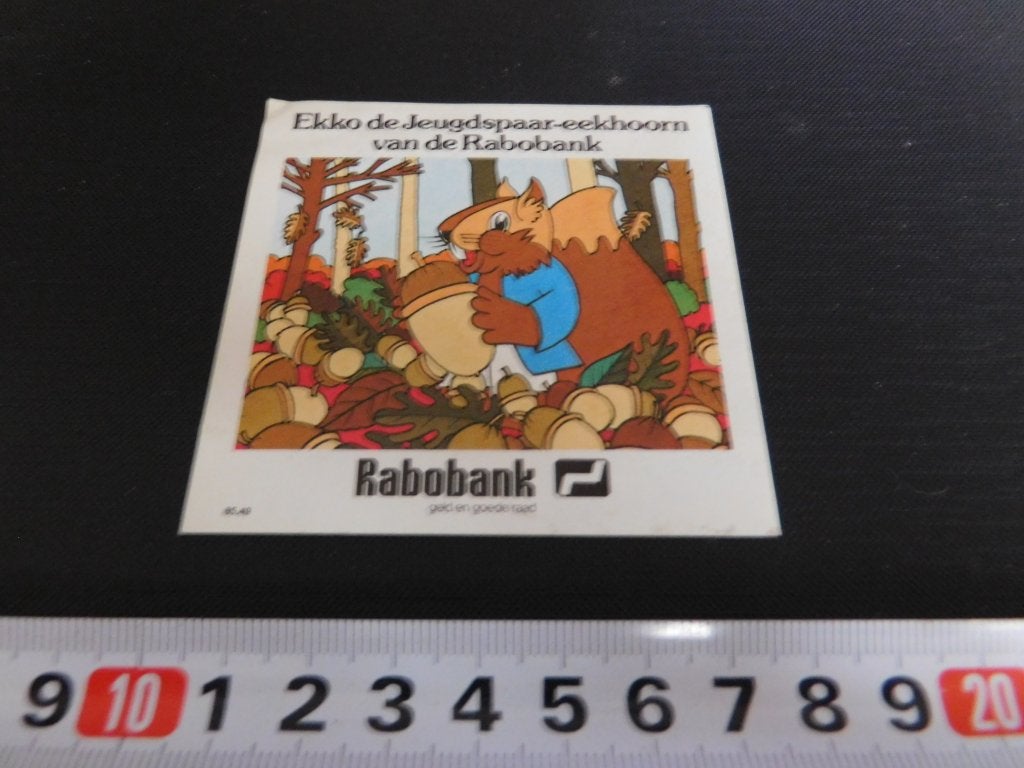 sticker RABOBANK Ekko de Jeugdspaar eekhoorn KJ651 *, Verzamelen, Stickers, Ophalen, Zo goed als nieuw