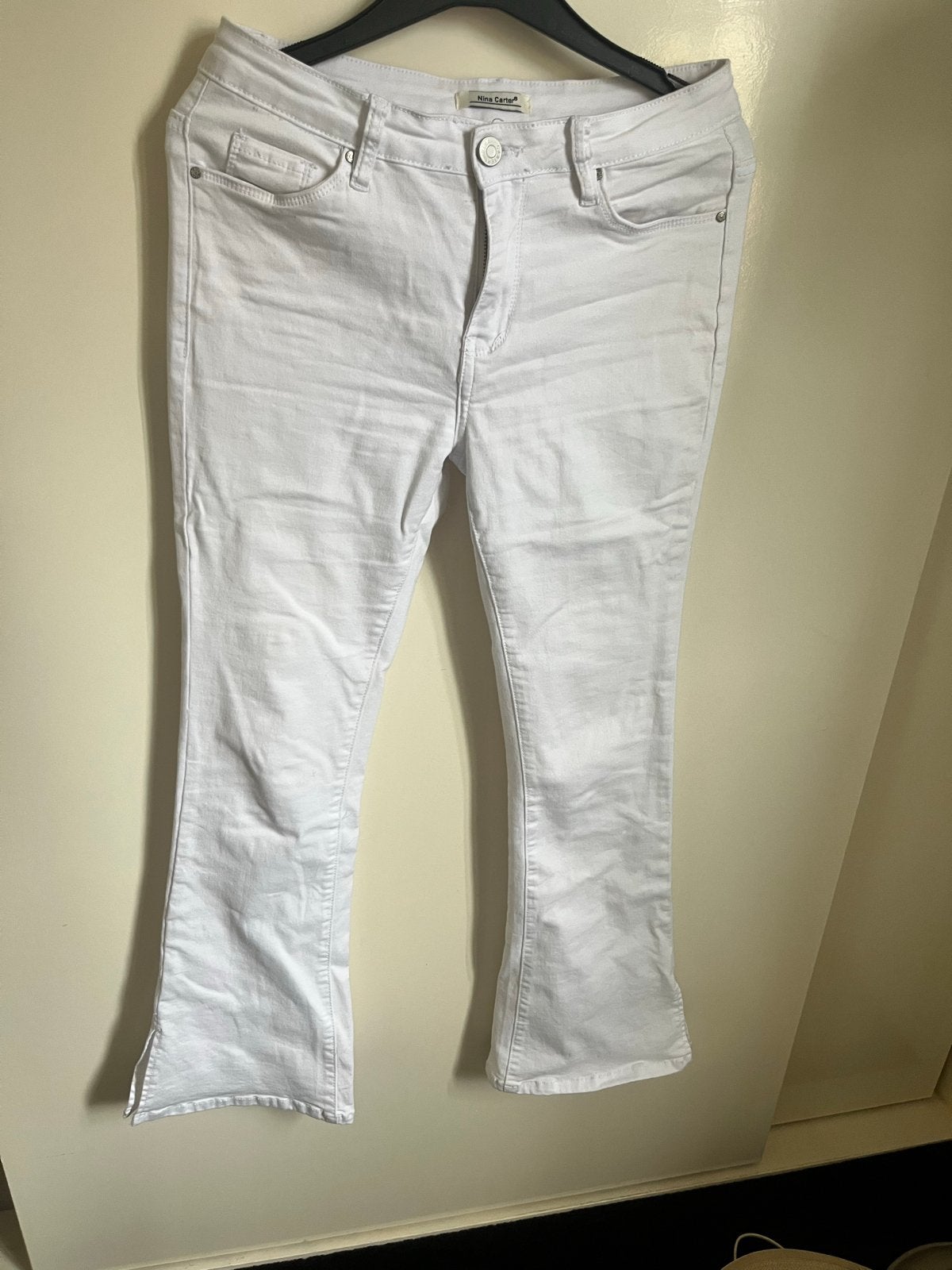 Witte flared broek Nina Carter maat M, Maat 38/40 (M), Wit, Ophalen of Verzenden, Zo goed als nieuw