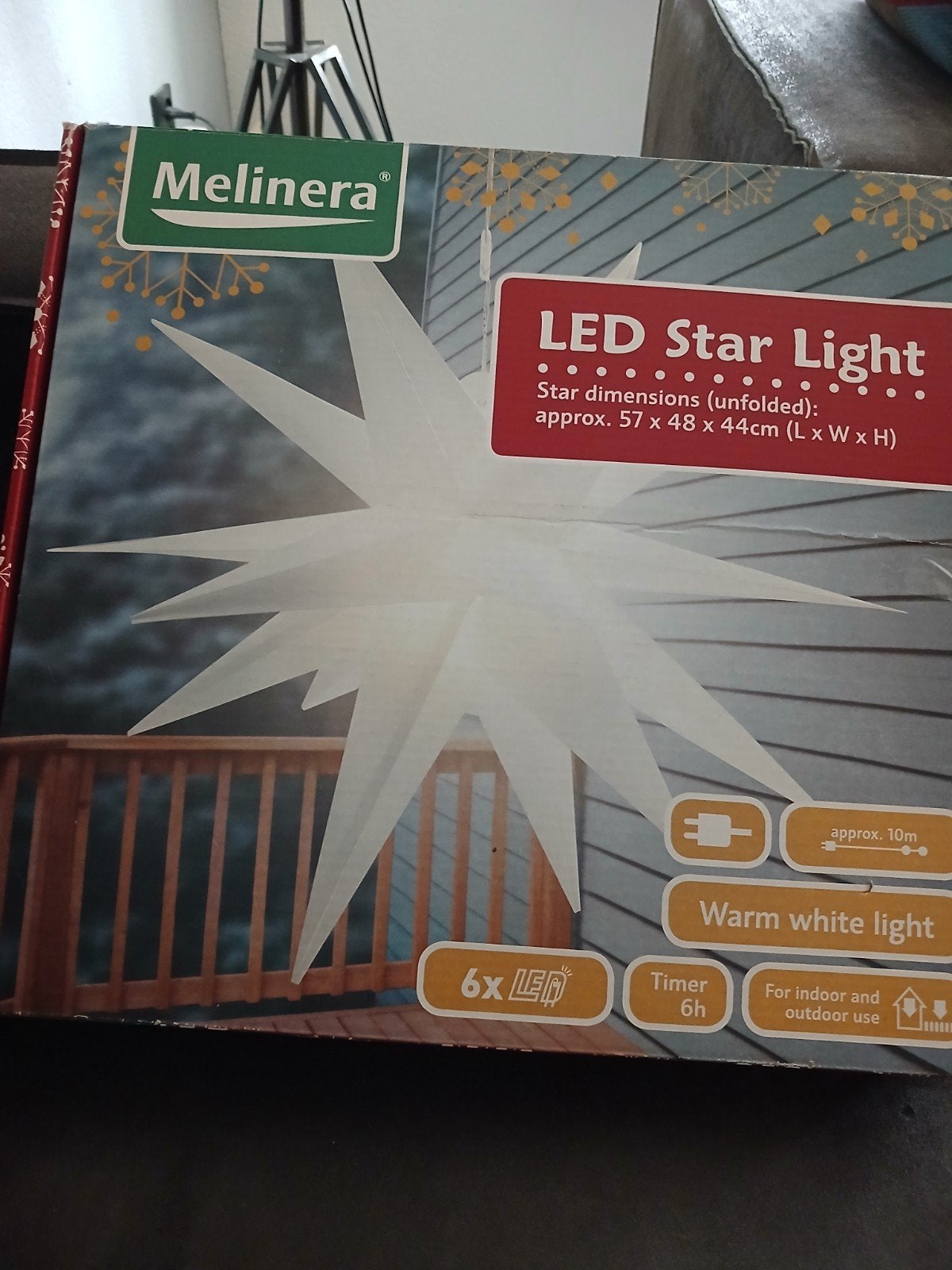 Melinera LED Ster Licht - Warm Wit, Binnen/Buiten, Ophalen, Zo goed als nieuw