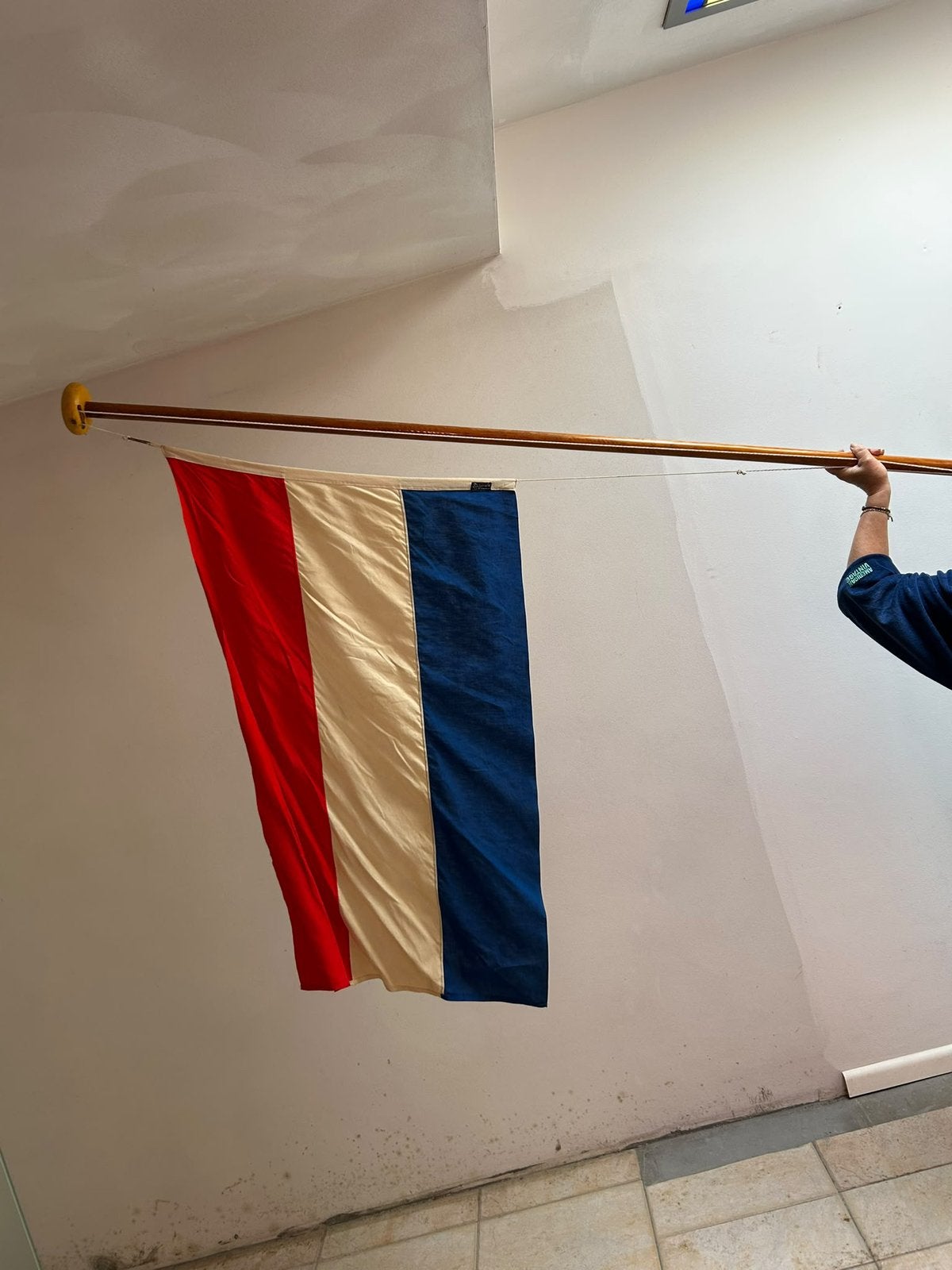 Vlag en wimpel, vlaggenstok nederlands hout, Ophalen, Gebruikt