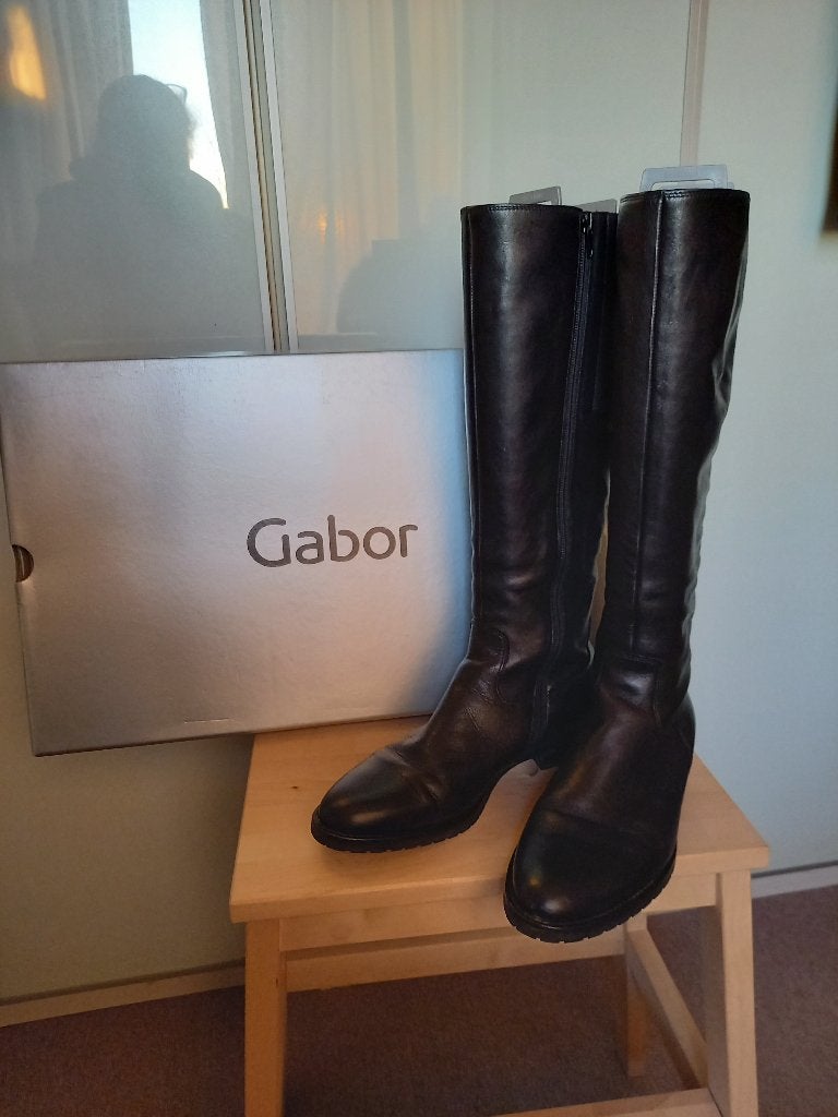 Lange Zwarte Leren Laarzen Gabor (Maat 4,5 / 37,5), Hoge laarzen, Zwart, Gabor, Ophalen of Verzenden