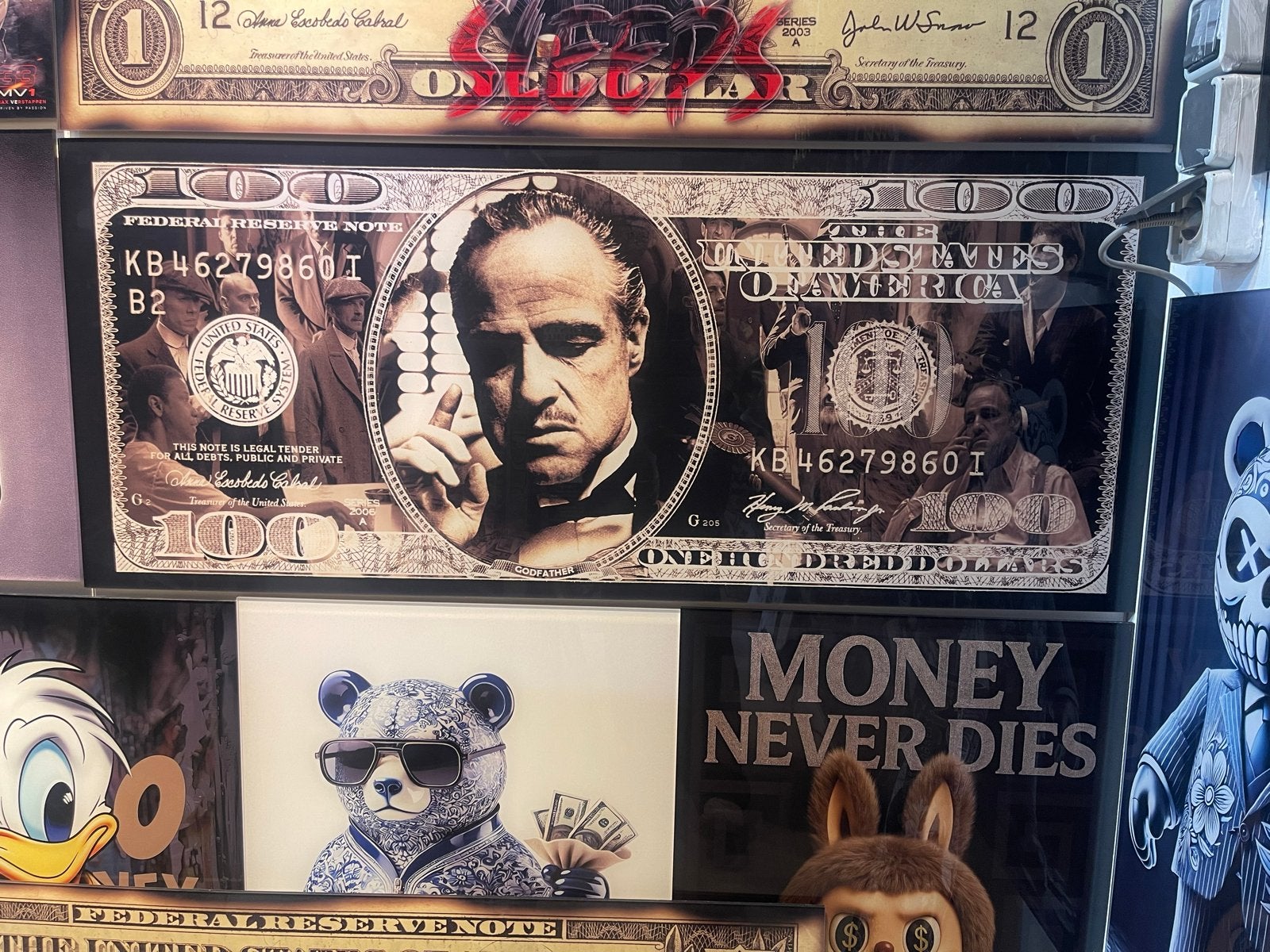 The Godfather $100 Bill plexiglas Schilderij 120x50 cm, Ophalen of Verzenden