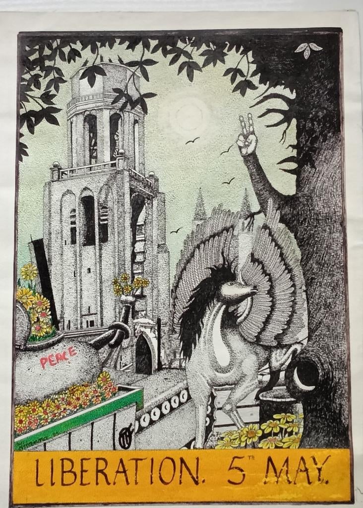 LIBERATION 5th May ARNHEM . POINTILLISME kunstwerk original., Verzenden