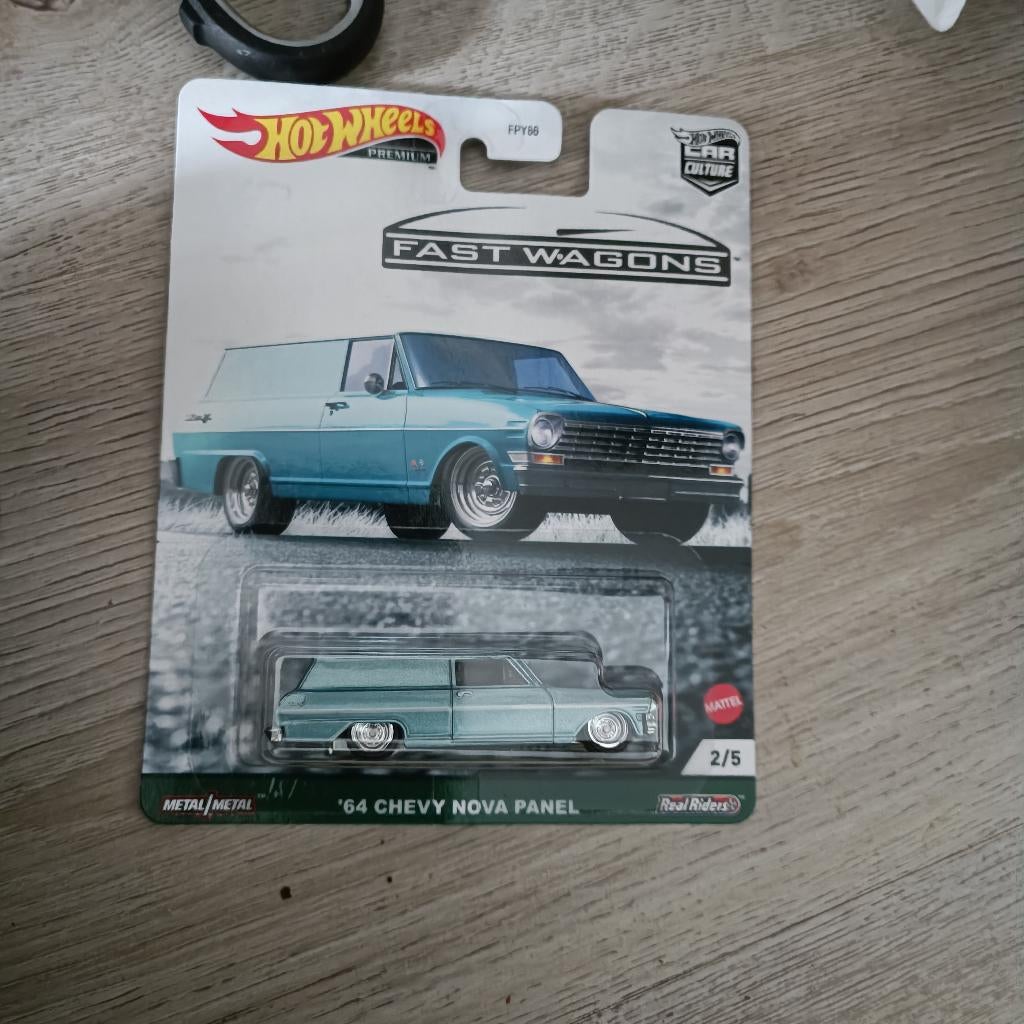Hot Wheels Chevy Nova Panel Fast Wagons 1964 blauw, Ophalen of Verzenden, Nieuw, Auto