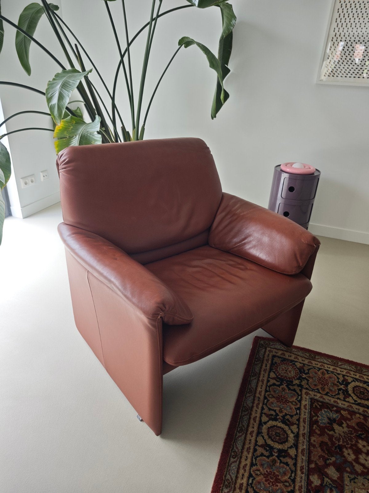 Leolux Bora Beta fauteuil, bordeaux rood, Huis en Inrichting, Ophalen of Verzenden, Gebruikt, 75 tot 100 cm, 50 tot 75 cm