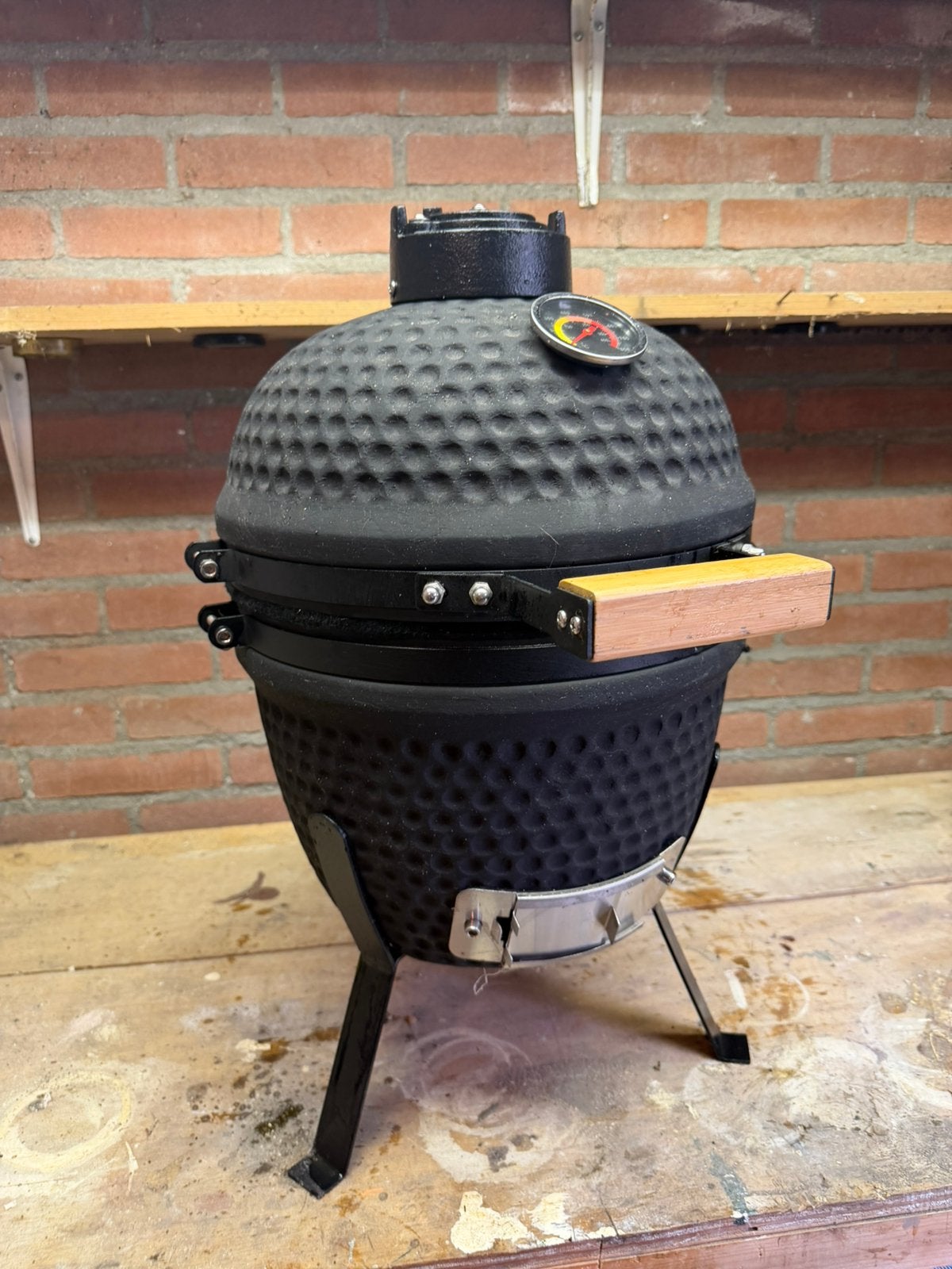 Mini Keramische Kamado BBQ – Compact, Tuin en Terras, Houtskoolbarbecues, Zo goed als nieuw, Ophalen