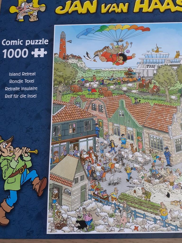 Jan van Haasteren Comic Puzzel - Rondje Texel 1000 stukjes, Ophalen of Verzenden, 500 t/m 1500 stukjes, Zo goed als nieuw, Legpuzzel