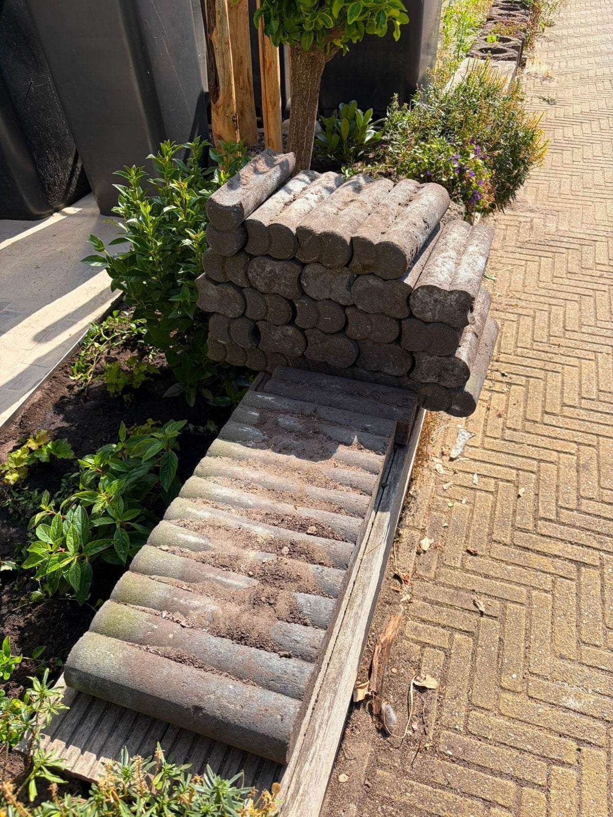 Gebruikte betonnen borderpalen voor tuin of oprit, Ophalen, Gebruikt, Minder dan 25 cm, Border