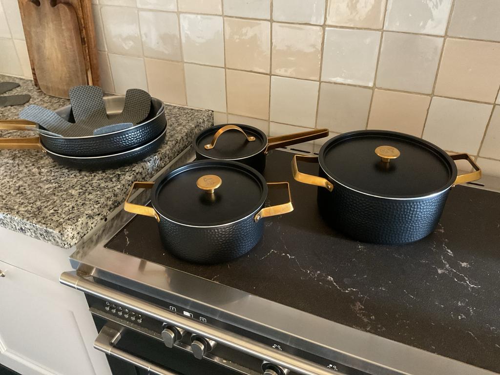 Exclusieve Vargen & Thor Pannenset Inductie Geschikt, Ophalen, Overige materialen, Inductieplaat, Pannenset
