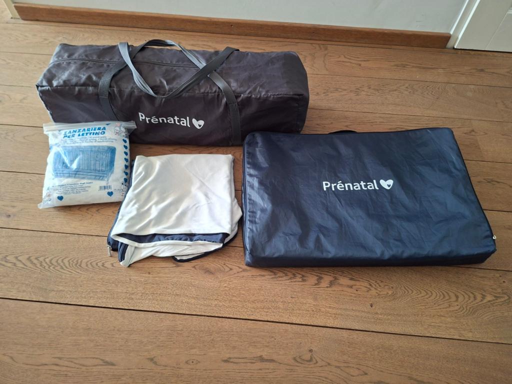 Prenatal campingbedje met extra matras, hoeslaken en klamboe, Ophalen of Verzenden, Zo goed als nieuw, Reisbedje