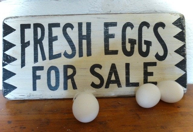 Handgeschilderd reclame bord / Farm Fresh Eggs / eieren, Reclamebord, Nieuw, Ophalen of Verzenden, B6