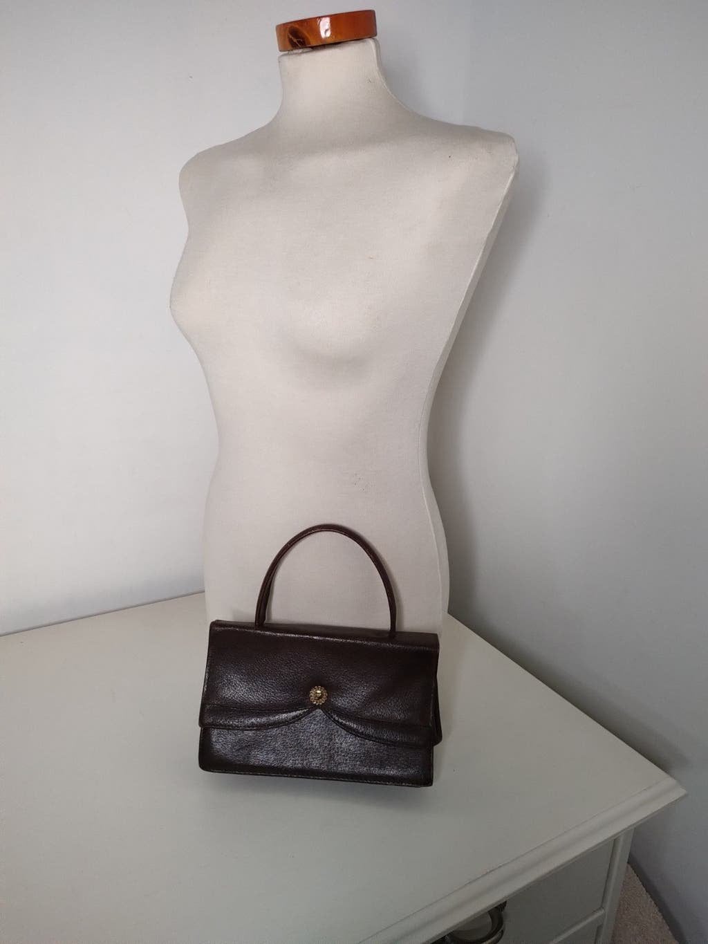 K590 VINTAGE jaren 30 40 handtas van oma in zeer goede staat, Gebruikt, Bruin, Onbekend, Ophalen of Verzenden