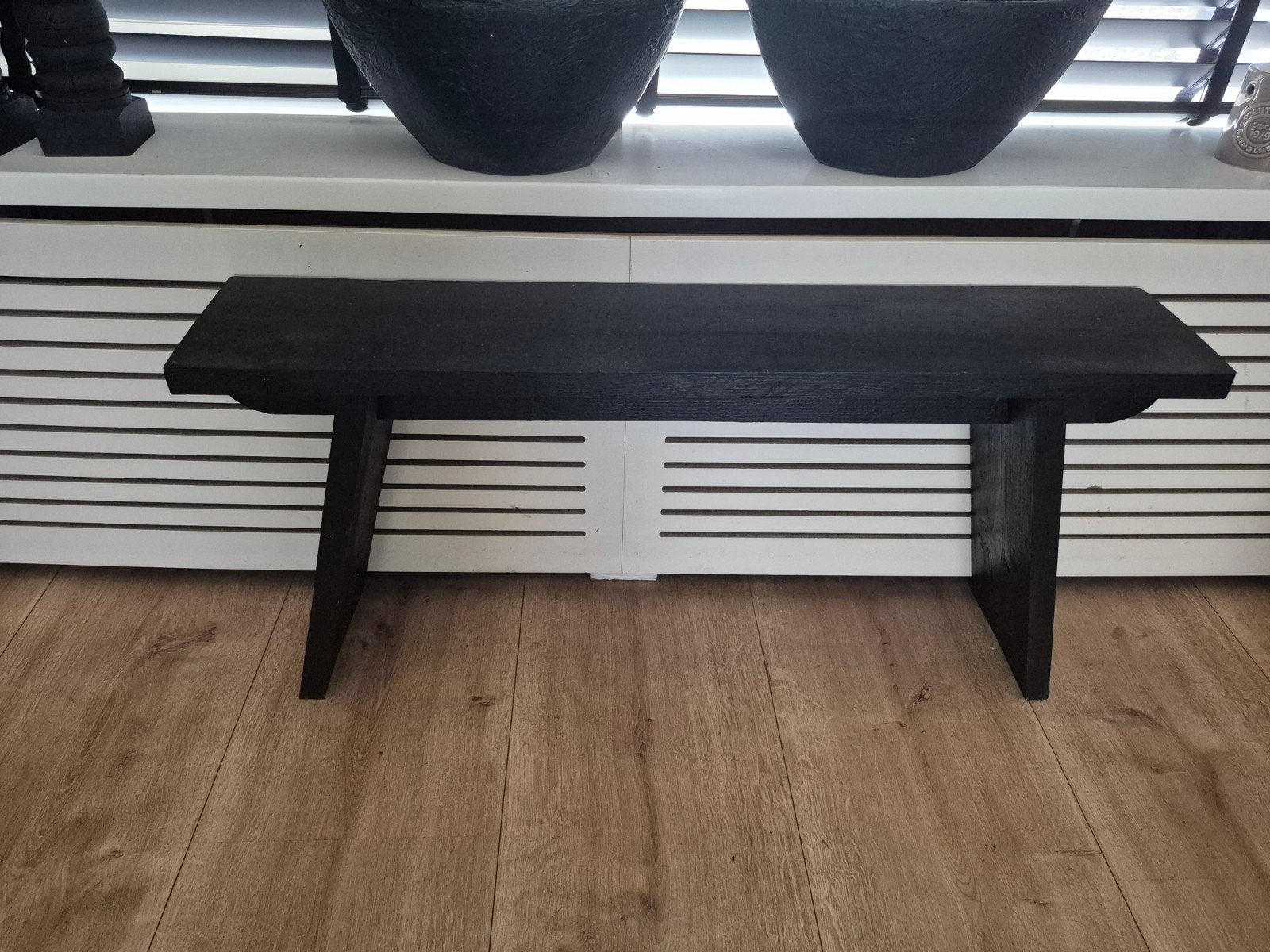 Houten decoratie bankje - Zwart, Ophalen, Hout, Zwart, Landelijk