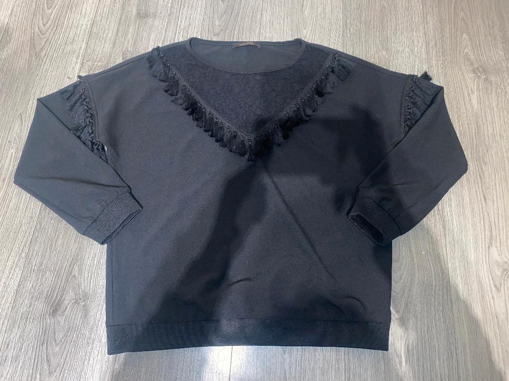 supertrash dames zwarte ruffle poms kante sweater trui mt 40, Maat 38/40 (M), Supertrash, Zwart, Ophalen of Verzenden