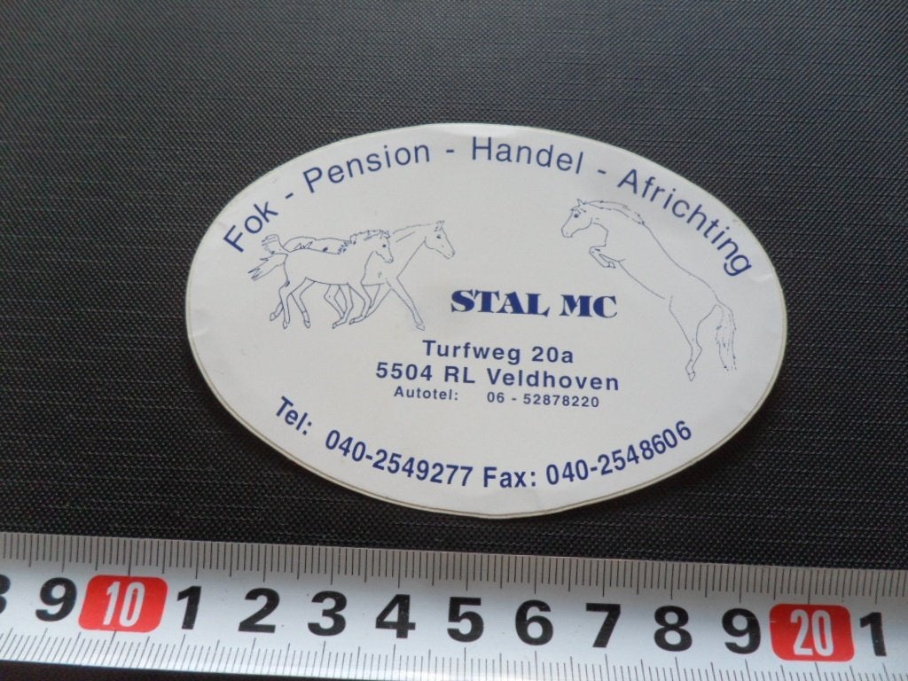 sticker Veldhoven STAL MC Turfweg 20a  Fok Pension Handel, Ophalen, Zo goed als nieuw