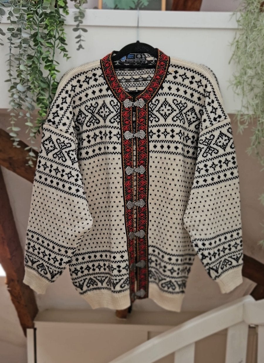 Vintage Noors Norway wollen vest trui traditioneel, Ophalen of Verzenden, Zo goed als nieuw, Maat 56/58 (XL)