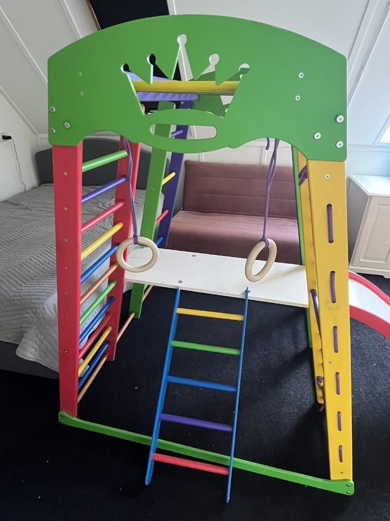 Houten klimrek binnen — Zweedse wand, glijbaan, klimnet, Ophalen, Gebruikt, Overige typen