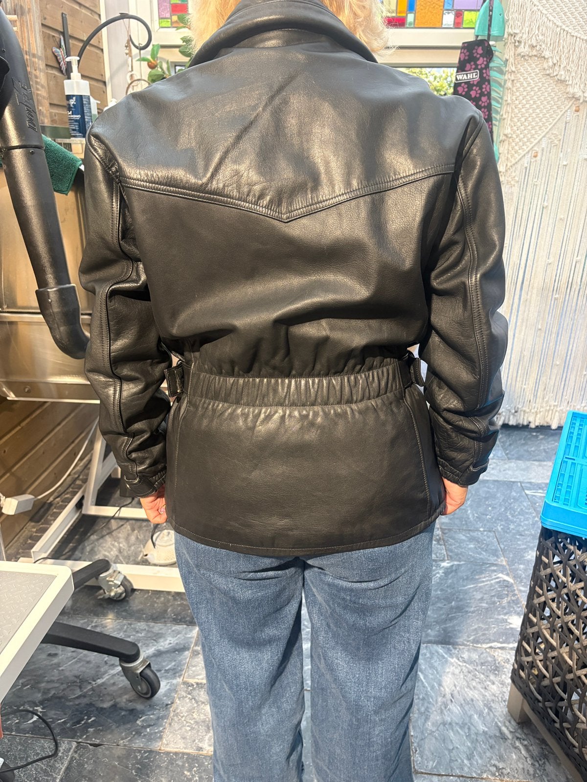 Zwarte leren motorjas voor dames, Motoren, Ophalen, Tweedehands, Dames, Jas | leer