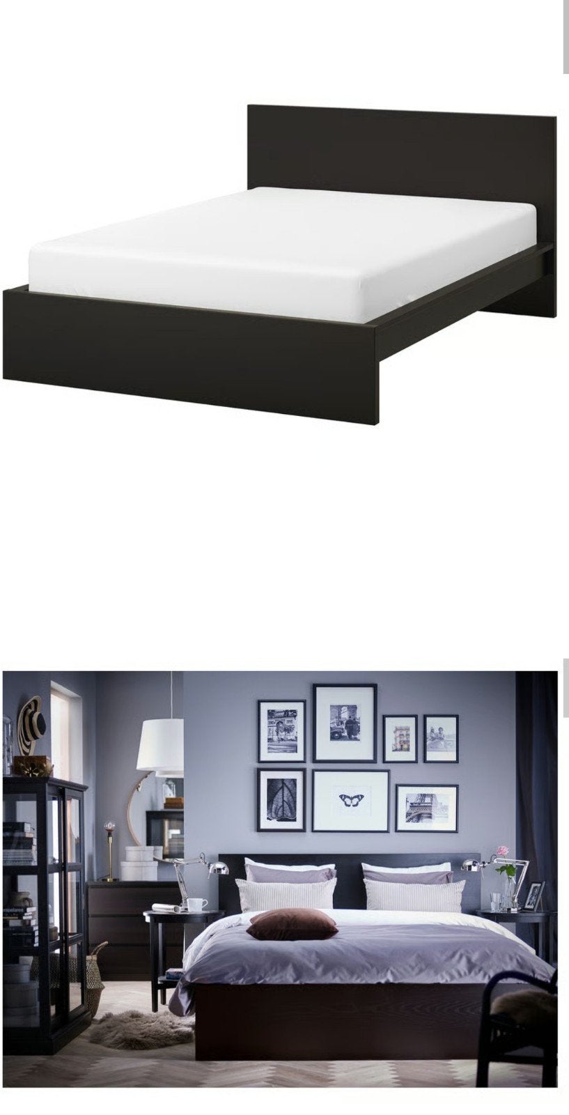Modern tweepersoonsbed met hoofdbord - Zwart, Huis en Inrichting, Slaapkamer | Bedden, Ophalen, Zwart, Tweepersoons, 140 cm