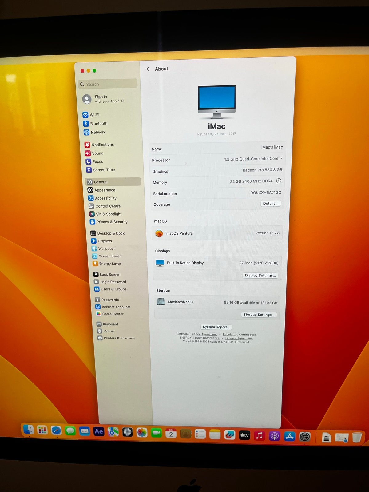 iMac 27-inch (2017) - 4.2 GHz i7, 32GB RAM, 121GB SSD, Ophalen, 32 GB, SSD, IMac