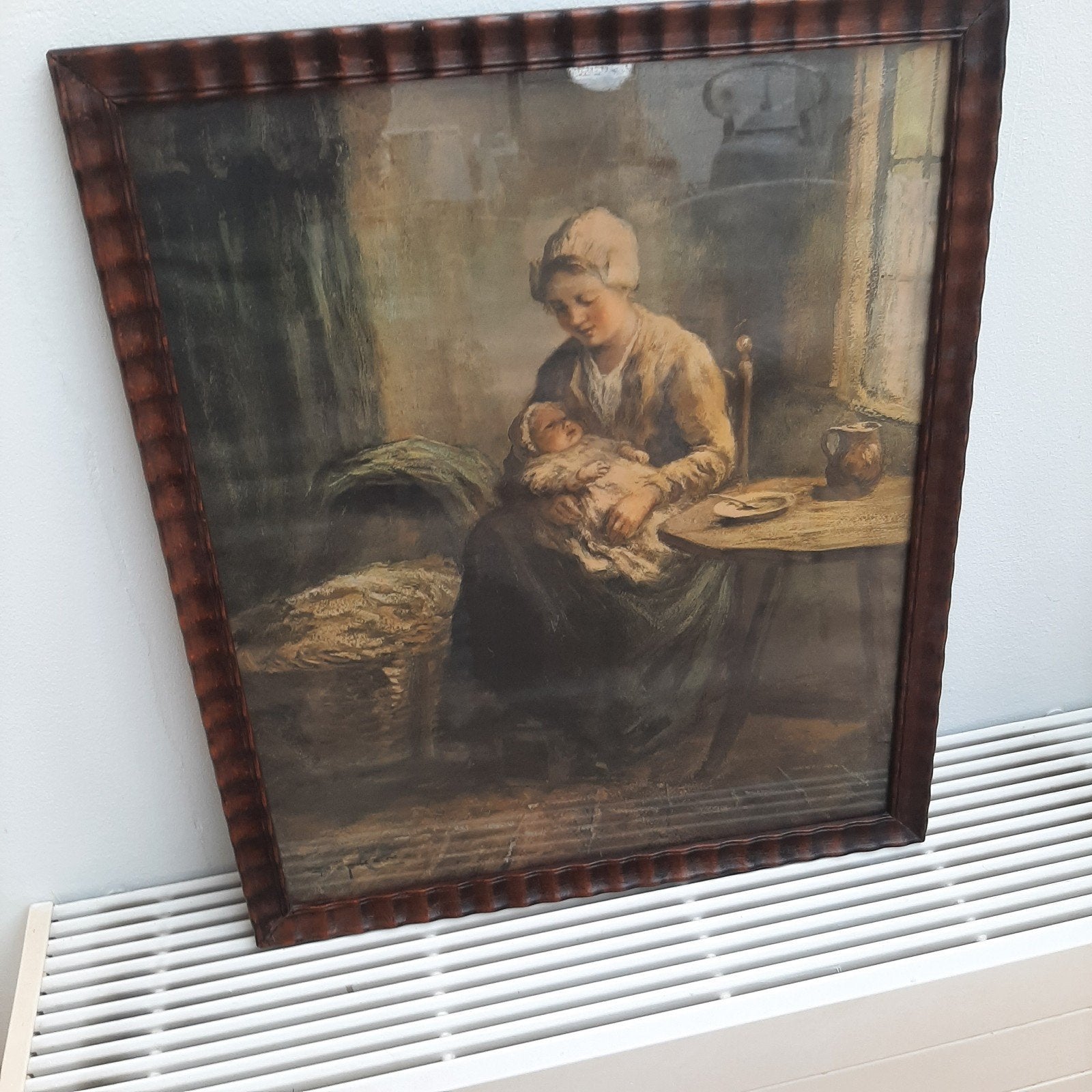 Klassiek schilderij: Moeder en kind, Ophalen, Doek, Portret of Personen, Olieverf