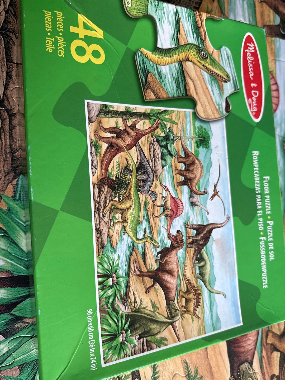 Melissa & Doug Dinosaurus Vloerpuzzel - 48 Stukjes, Kinderen en Baby's, Speelgoed | Kinderpuzzels, Ophalen of Verzenden, 10 tot 50 stukjes