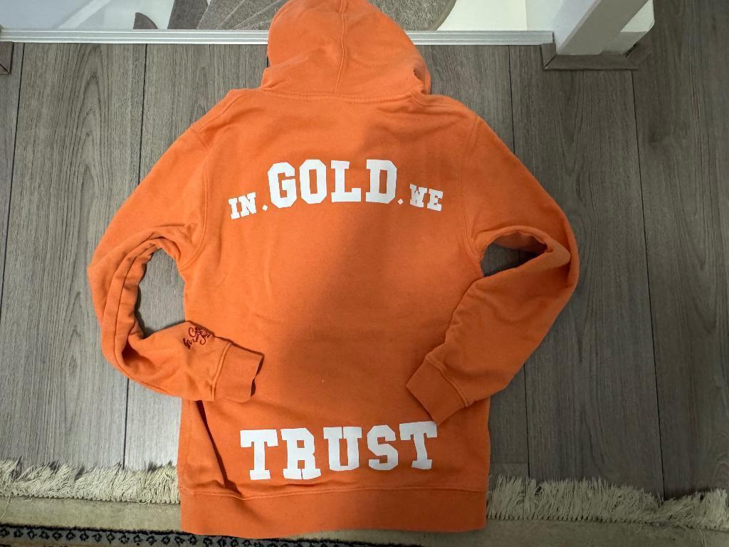 Hoody trui In Gold we trust maat S, Oranje, Ophalen of Verzenden, Zo goed als nieuw, In Gold We Trust