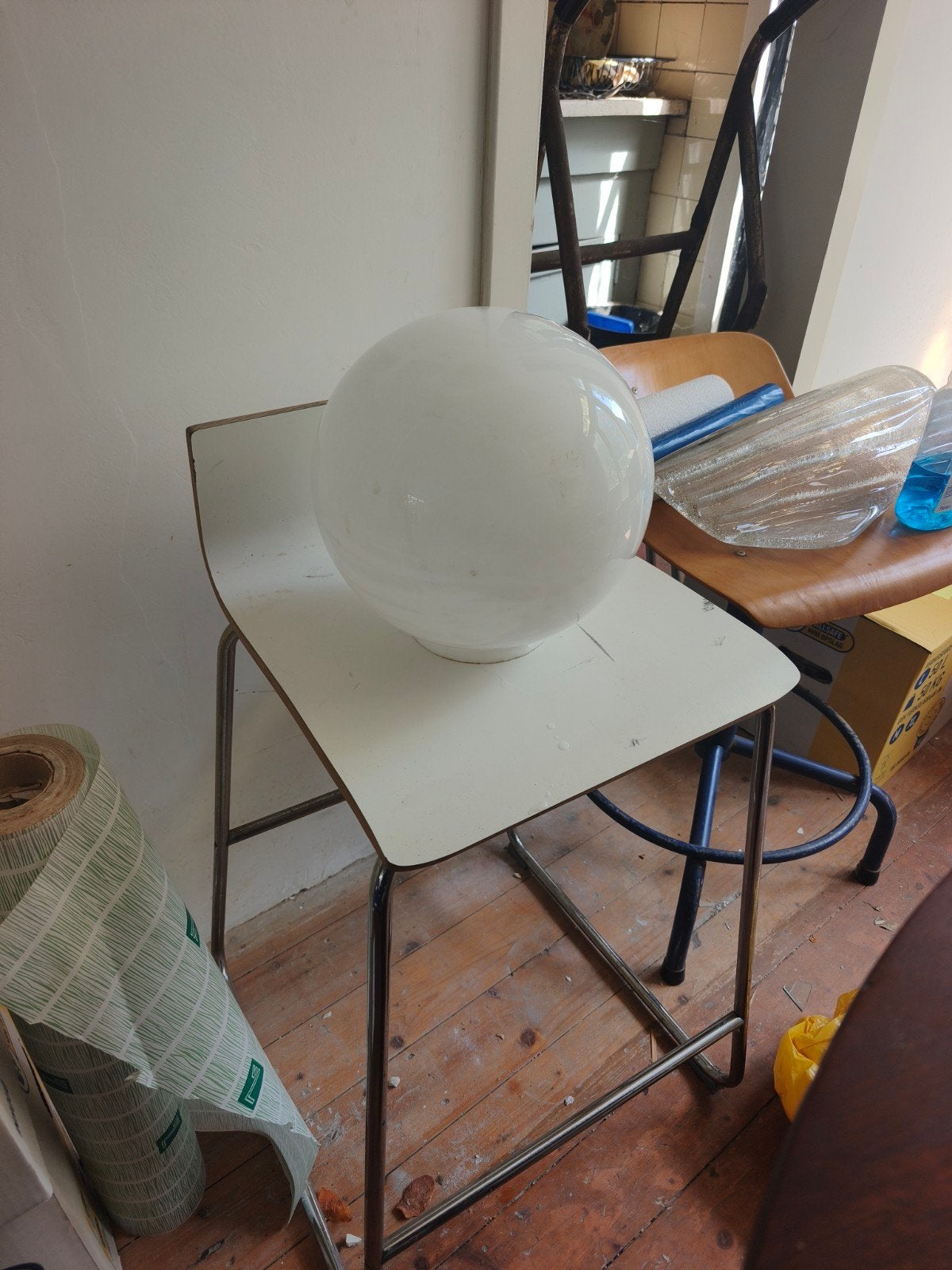 Vintage Gispen Giso Lampenkap - Wit Opaalglas Ø 10cm Kraag, Ophalen of Verzenden