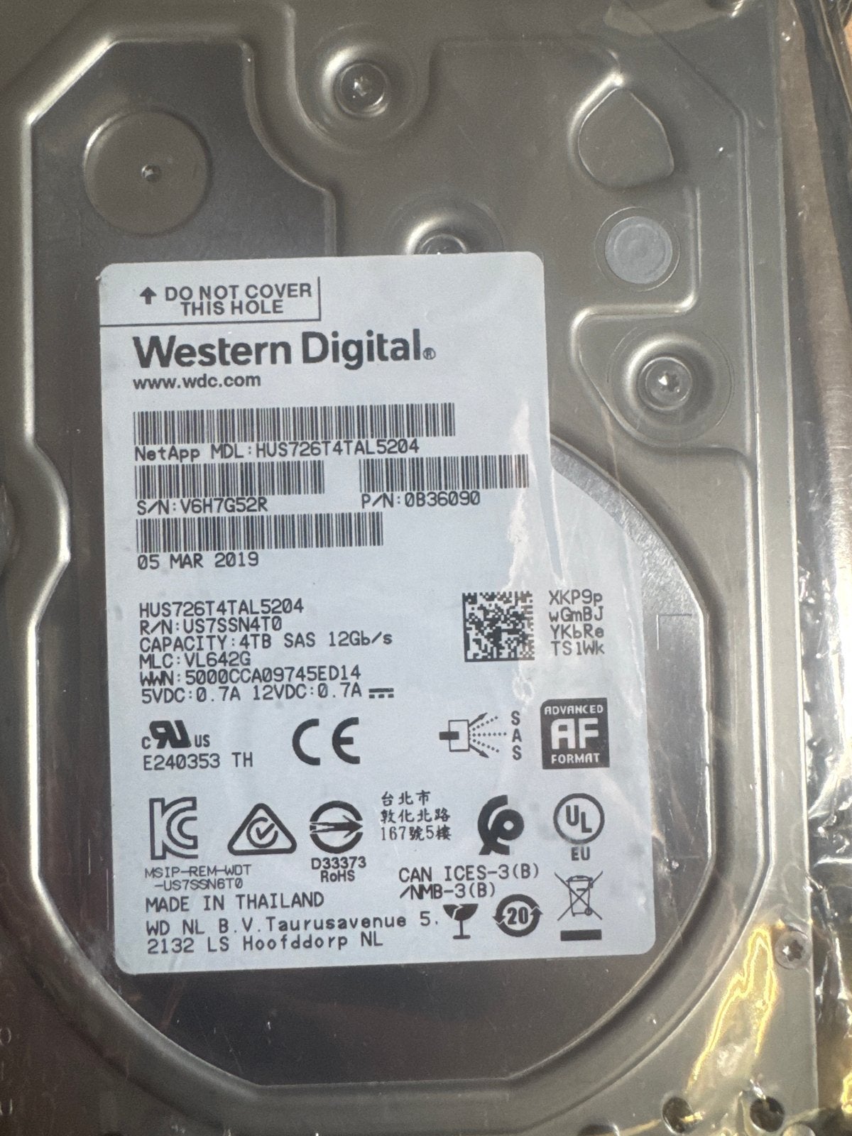 Western Digital 4TB SAS Interne HDD - Nieuw in verpakking, Computers en Software, Harde schijven, Intern, SAS, HDD, Nieuw