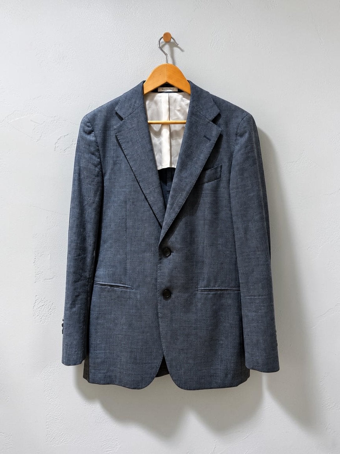 Suitsupply colbert blazer wol zijde grijs blauw 48 M medium, Ophalen of Verzenden, Zo goed als nieuw, Maat 48/50 (M), Blauw