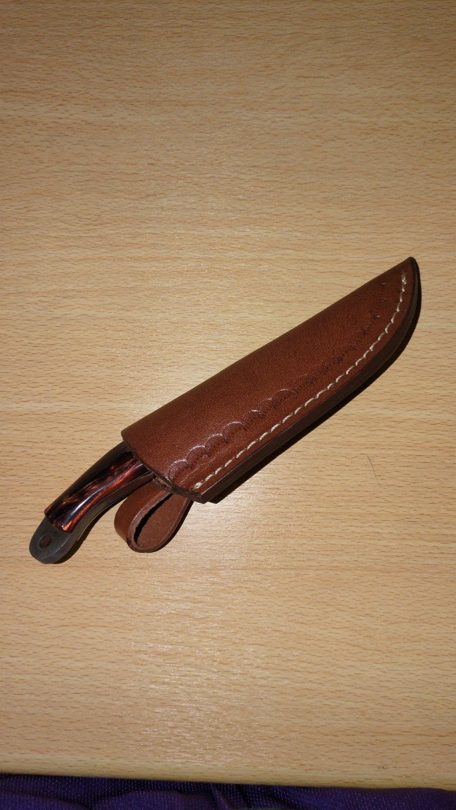 Hobby / survival / jacht mes met leren schede, Ophalen of Verzenden, Gebruikt