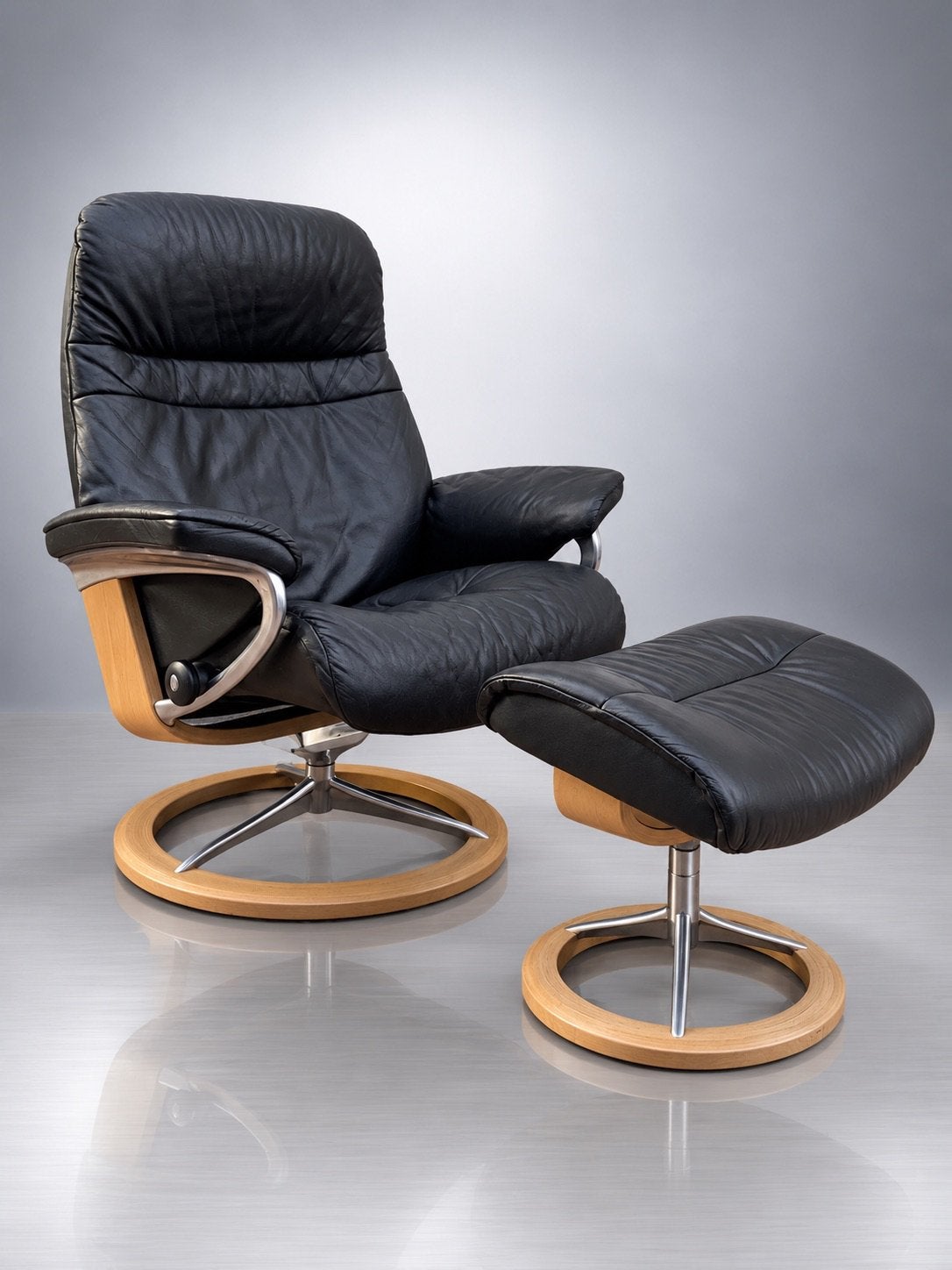 Prachtige Stressless Signature Relaxfauteuil & hocker, Huis en Inrichting, Ophalen of Verzenden, Zo goed als nieuw, 75 tot 100 cm