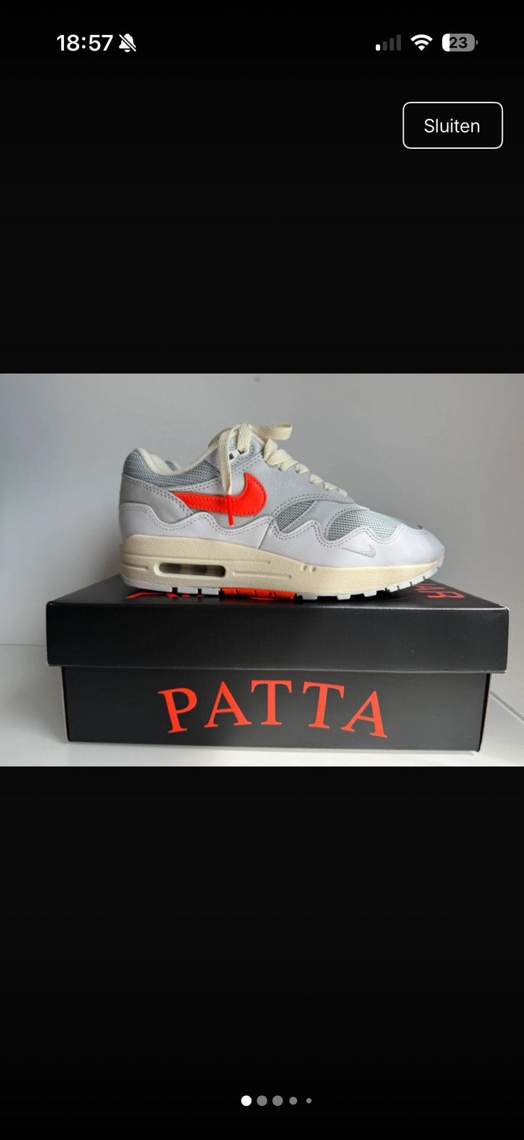 Nike Air Max 1 x Patta Waves White Hyper Crimson ~ 36.5, Verzenden, Nieuw, Oranje, Sneakers of Gympen