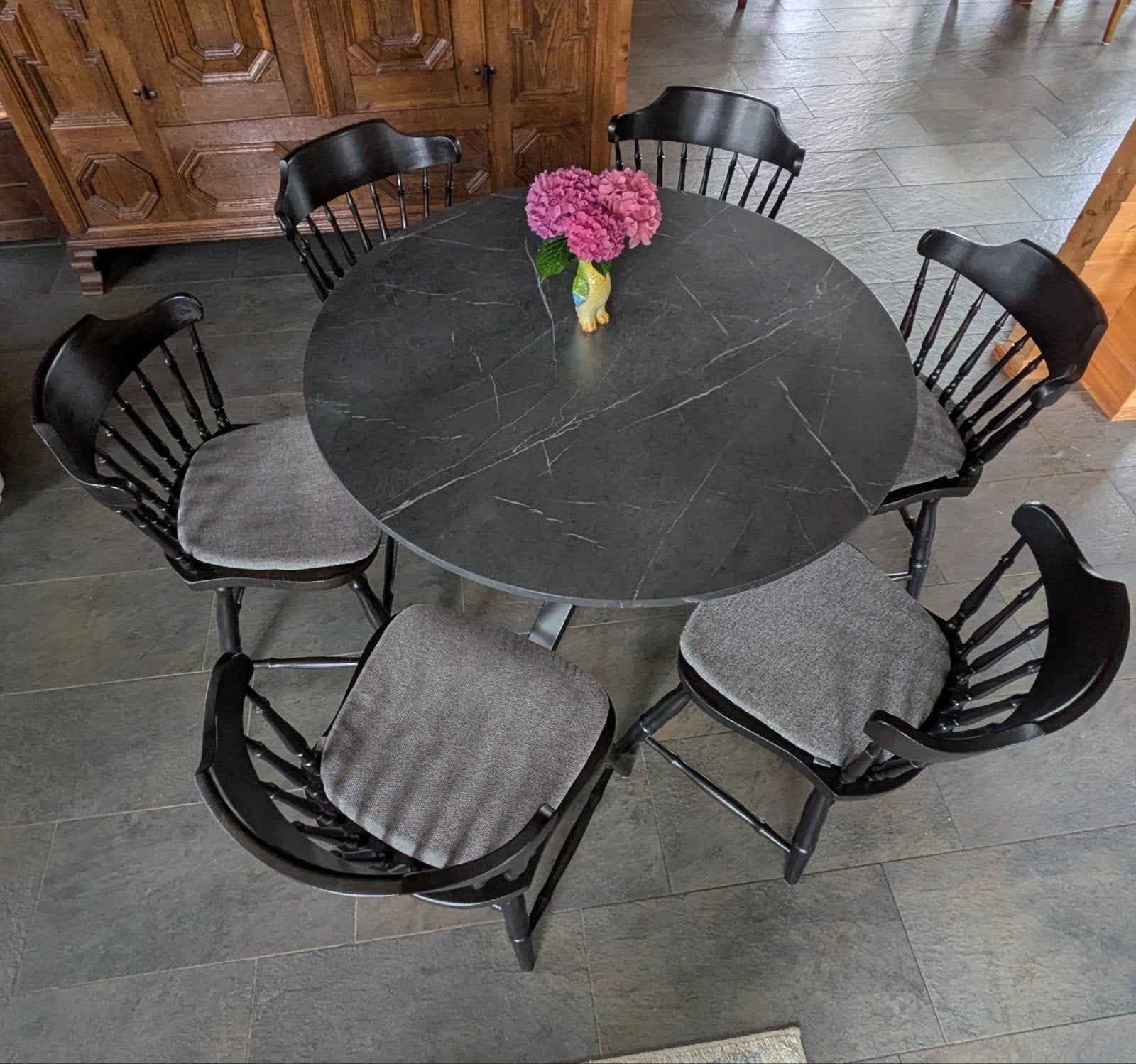 Eethoekset met 6 eiken eetkamerstoelen, Huis en Inrichting, Complete eetkamers, Ophalen, Gebruikt, 4 tot 6 stoelen