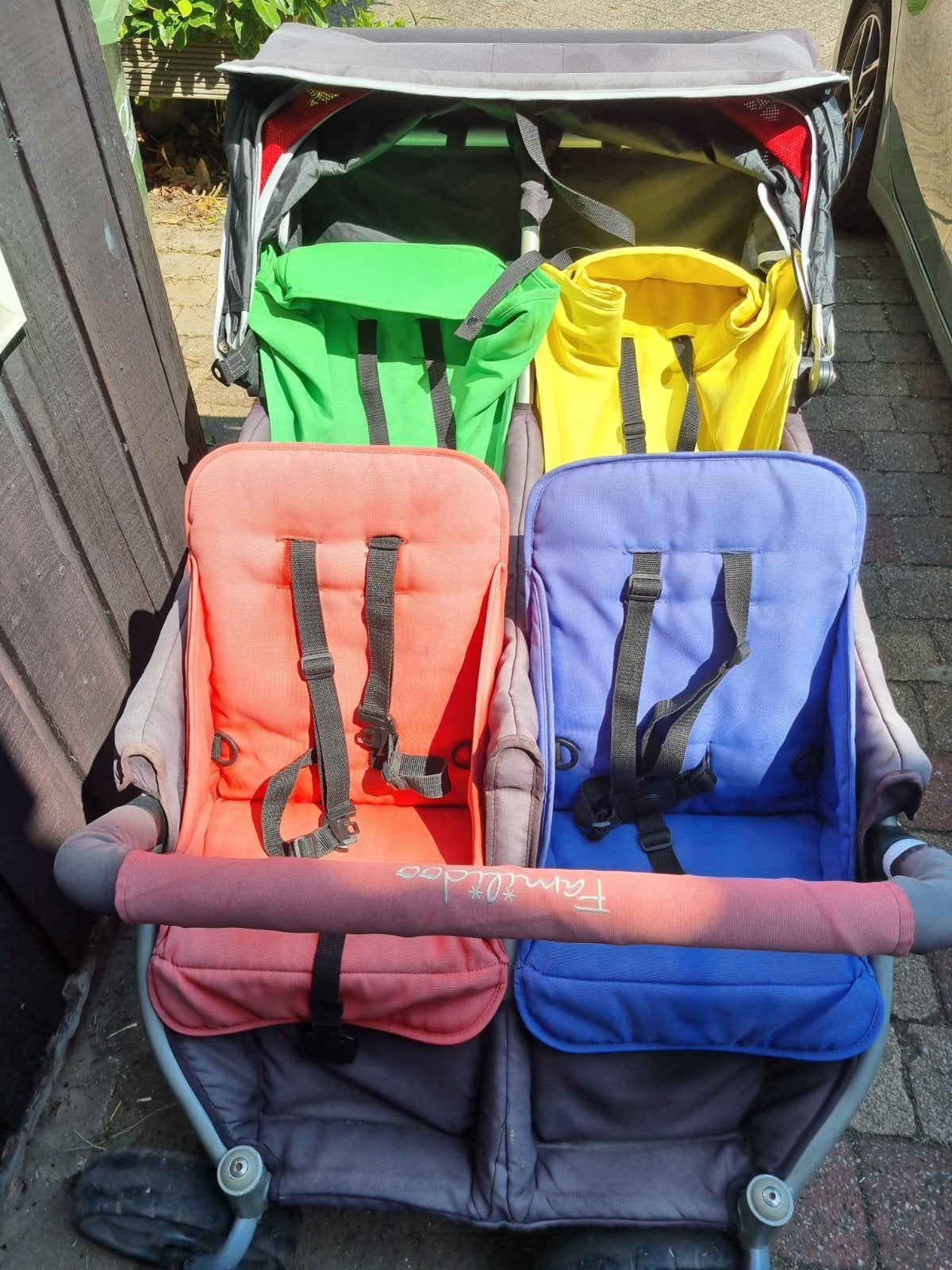4-persoons wagen + regenhoes - Ideaal kinderopvang/gastouder, Gebruikt, Duowagen, Ophalen, Kinderwagen