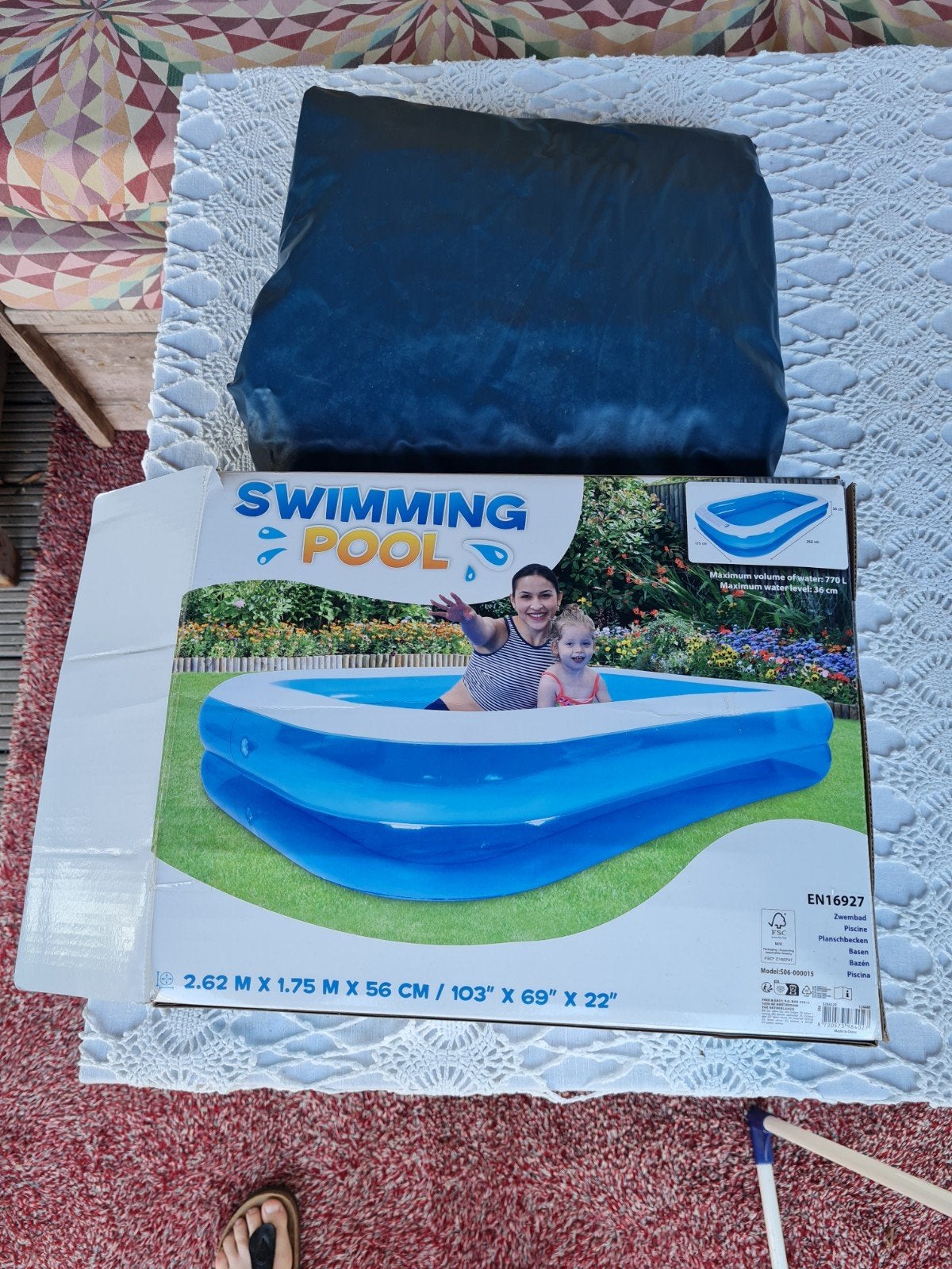 opblaasbaar zwembad met afdekzeil en schoonmaaknet., Tuin en Terras, Zwembaden, Ophalen, Minder dan 80 cm, Opblaaszwembad, Rechthoekig