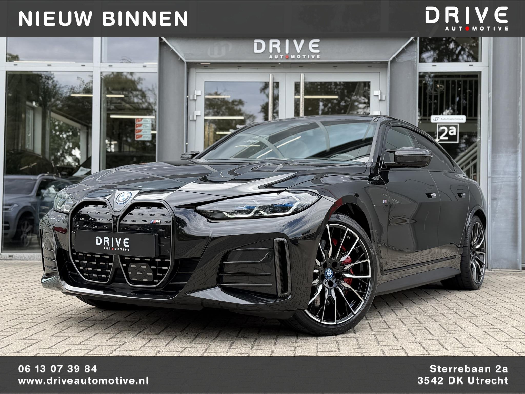 BMW i4 M50 High Ex 544 PK M-Sport Pro |Carbon in/exterieur|P, Auto's, BMW, 520 km, Zwart, Leder, 2190 kg
