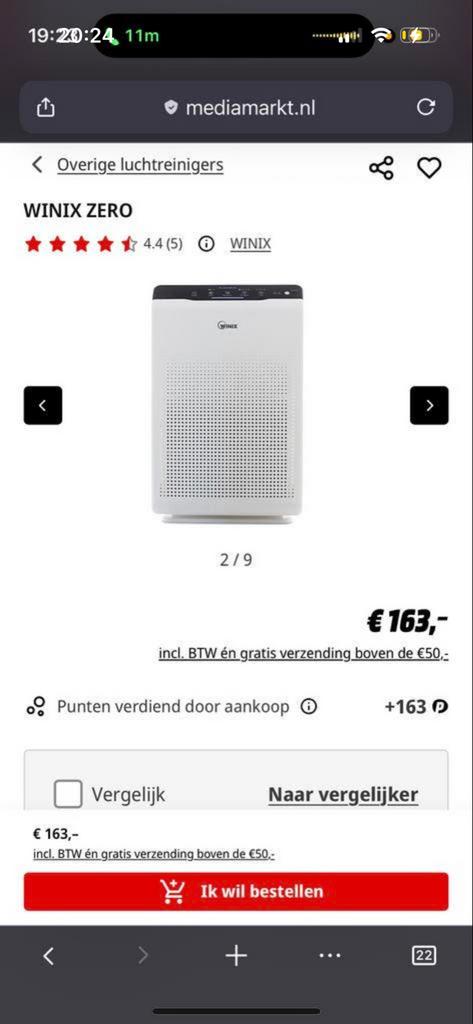 Winix Zero Luchtreiniger, Witgoed en Apparatuur, Luchtbehandelingsapparatuur, Zo goed als nieuw, Luchtreiniger, Ophalen
