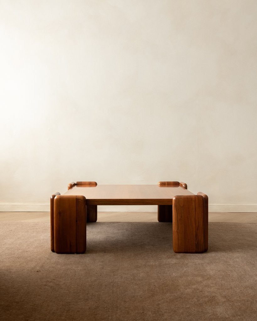 Vintage Italiaanse Walnoot Sapporo Salontafel Mobil Girgi,, Gebruikt, 50 tot 100 cm, Vierkant, 5 – 50