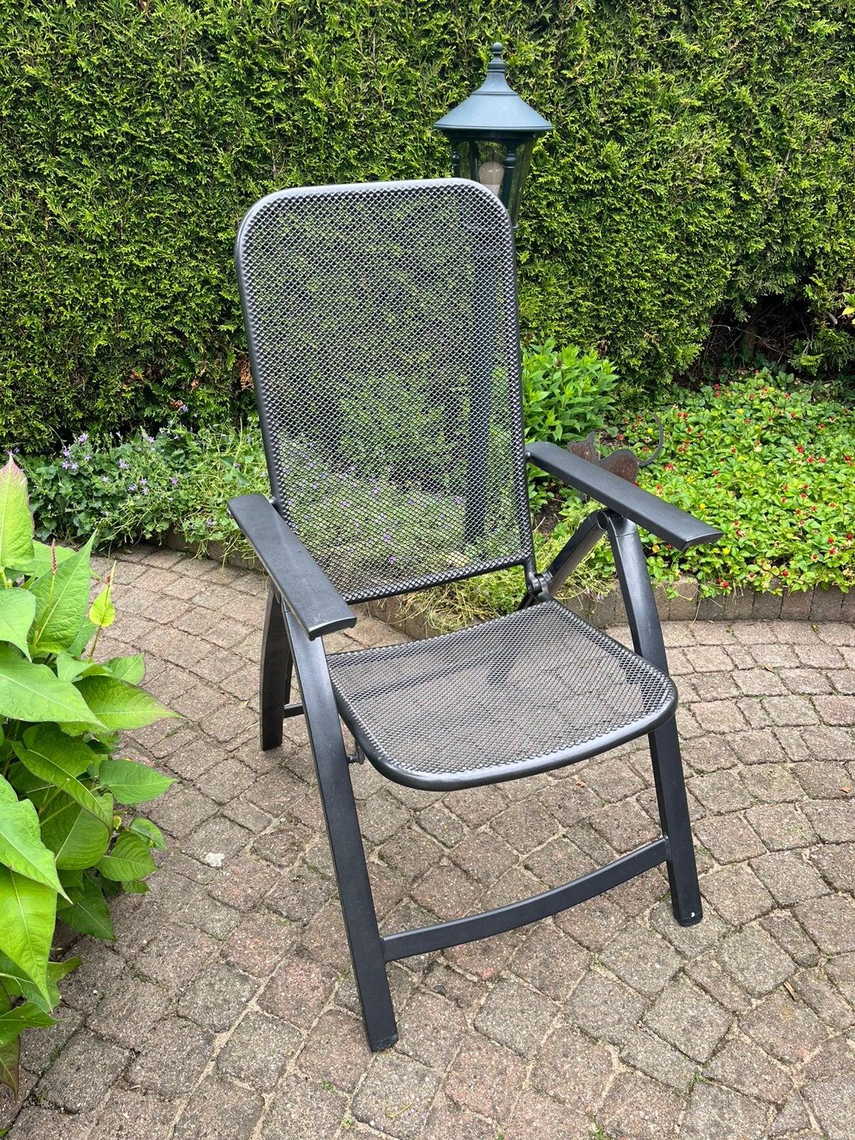 4 Nette stevige tuinstoelen, Ophalen, Gebruikt, Aluminium, Verstelbaar