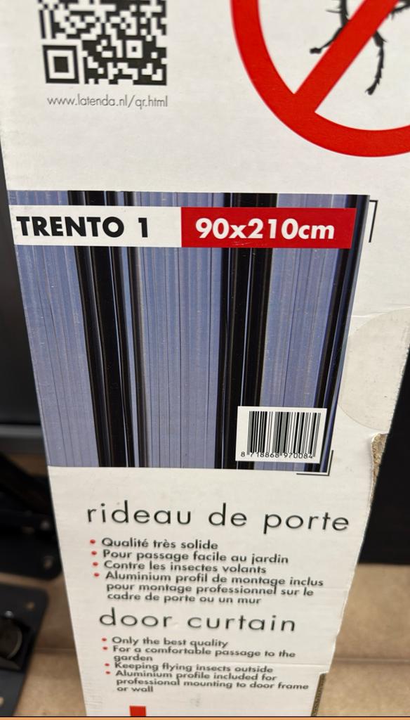 Muggengordijn. Trento 1 *. Nog 1 beschikbaar. 210 x 90, Ophalen of Verzenden, Nieuw, Buitendeur, Minder dan 200 cm