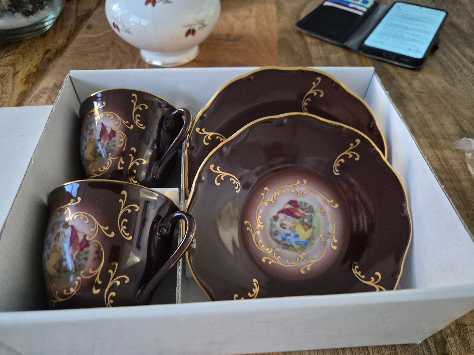 Vintage Haas & Czjzek Porselein Kop en Schotels (2 sets), Antiek en Kunst, Antiek | Porselein, Ophalen