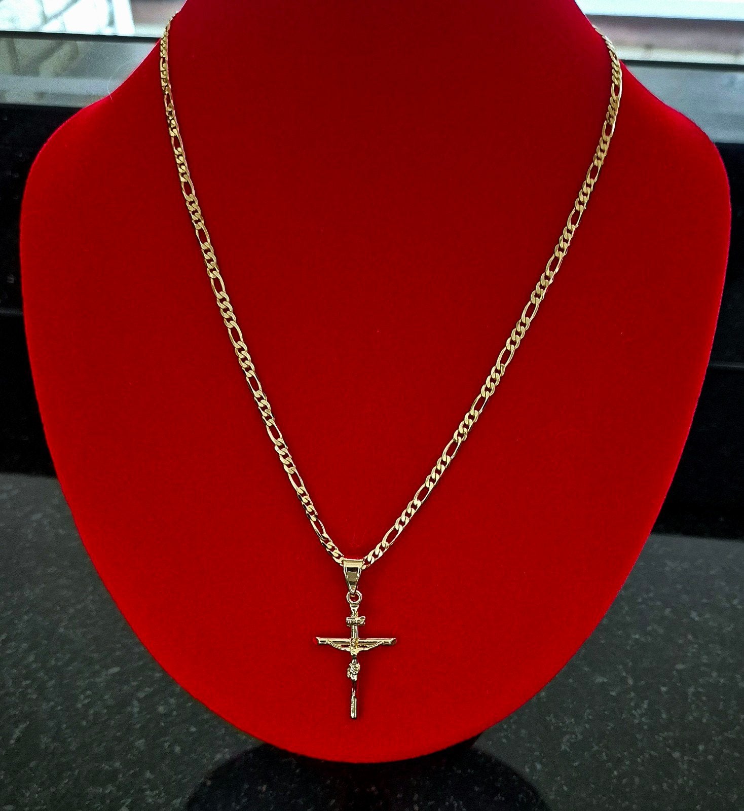 14 karaat verguld goud top kwaliteit ketting met kruis, Ophalen, Nieuw, Goud, Goud