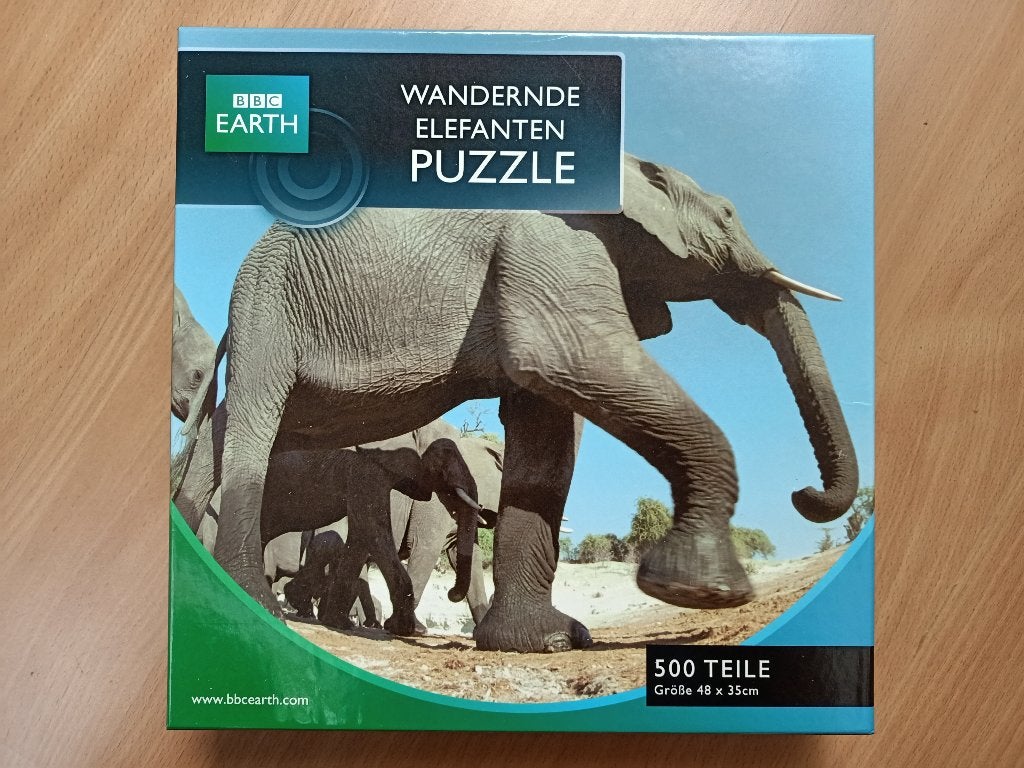 BBC Earth olifanten puzzel 500 stukjes (48 x 35 cm), Ophalen, 500 t/m 1500 stukjes, Nieuw, Legpuzzel