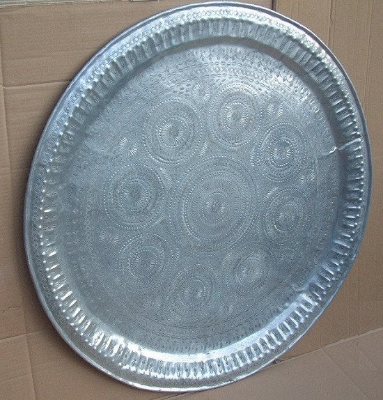 Schaal Dienblad Aluminium 95 cm Serveerschaal Tafelblad, Ophalen, Overige materialen, Gebruikt, Schaal
