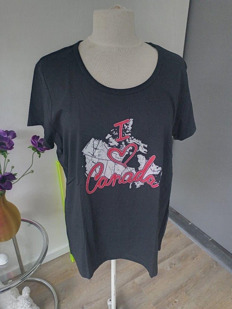 Zwart 'I Love Canada' T-shirt - Maat XL, zgan, Zwart, Maat 46/48 (XL) of groter, Ophalen of Verzenden, Zo goed als nieuw