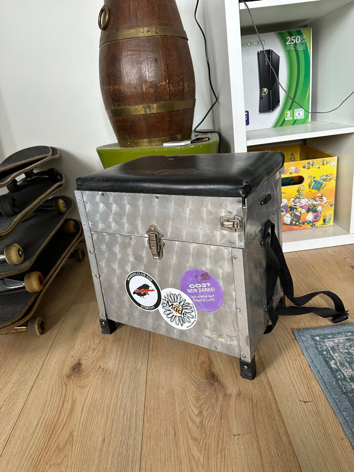 Viskoffer met zitje - Aluminium, Ophalen, Gebruikt, Koffer of Tas