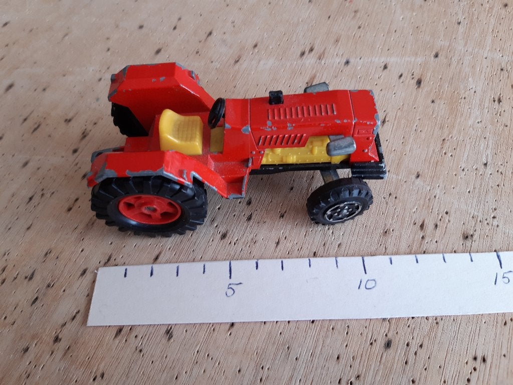 Majorette Tractor Rood/Geel 11 cm, Ophalen of Verzenden, Gebruikt